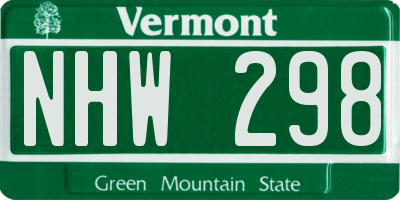 VT license plate NHW298
