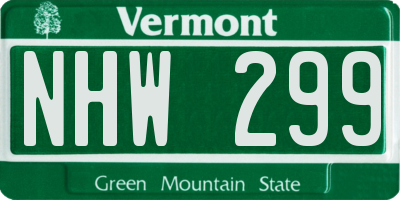 VT license plate NHW299