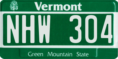 VT license plate NHW304