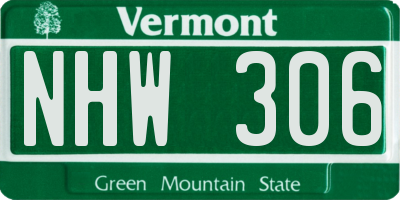 VT license plate NHW306