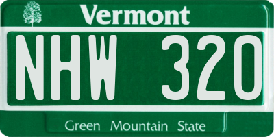 VT license plate NHW320