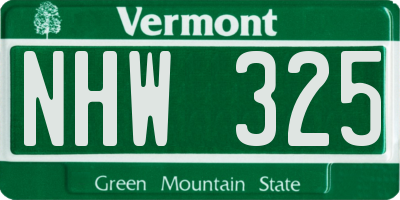 VT license plate NHW325