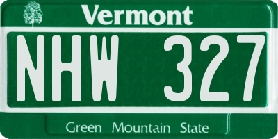 VT license plate NHW327