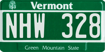 VT license plate NHW328
