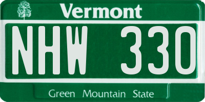 VT license plate NHW330