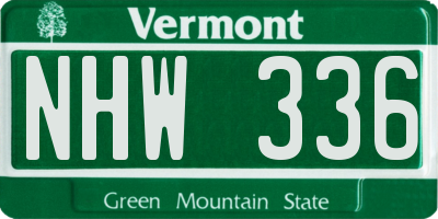 VT license plate NHW336