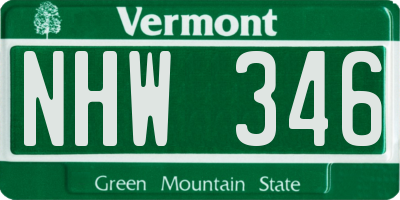 VT license plate NHW346