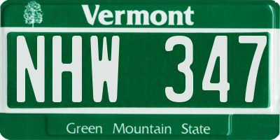 VT license plate NHW347