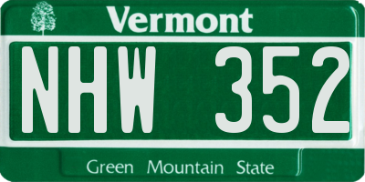 VT license plate NHW352