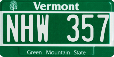 VT license plate NHW357