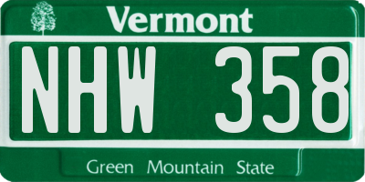 VT license plate NHW358
