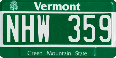 VT license plate NHW359