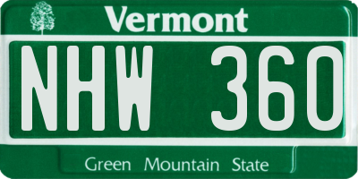 VT license plate NHW360