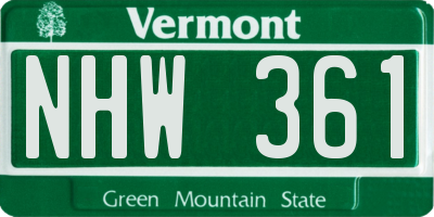 VT license plate NHW361