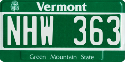 VT license plate NHW363
