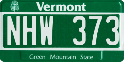 VT license plate NHW373