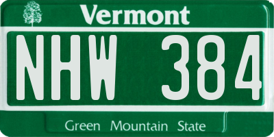 VT license plate NHW384