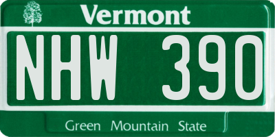 VT license plate NHW390