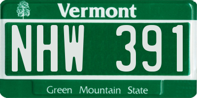 VT license plate NHW391