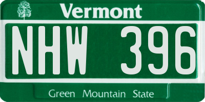 VT license plate NHW396