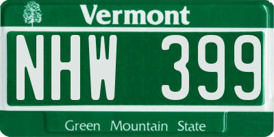 VT license plate NHW399