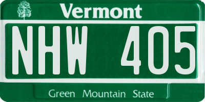 VT license plate NHW405