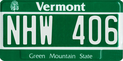 VT license plate NHW406