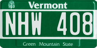 VT license plate NHW408