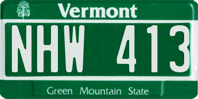 VT license plate NHW413
