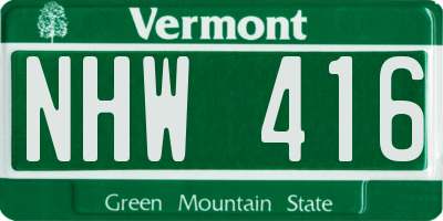 VT license plate NHW416