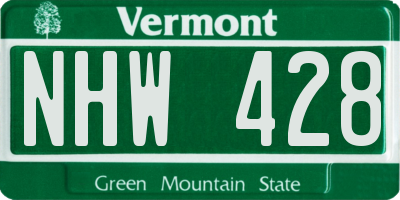 VT license plate NHW428