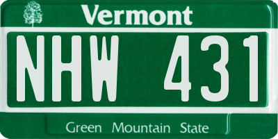 VT license plate NHW431