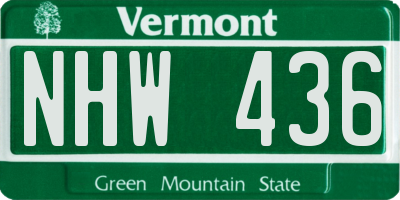 VT license plate NHW436