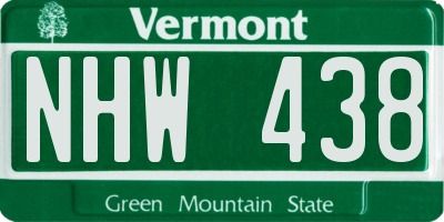 VT license plate NHW438