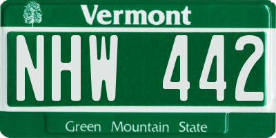 VT license plate NHW442