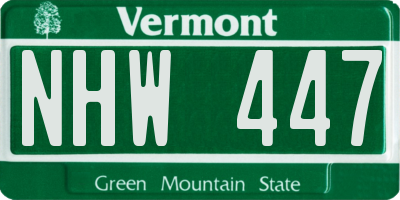 VT license plate NHW447