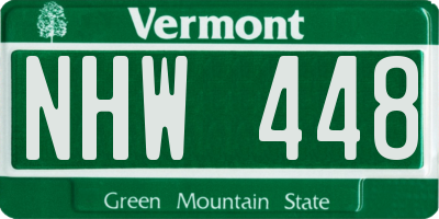VT license plate NHW448