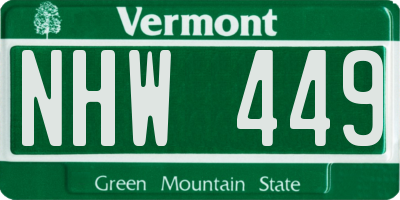 VT license plate NHW449