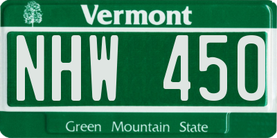 VT license plate NHW450
