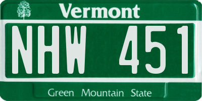 VT license plate NHW451