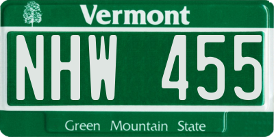 VT license plate NHW455