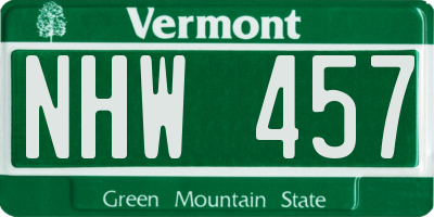 VT license plate NHW457