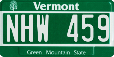 VT license plate NHW459