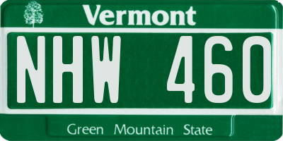 VT license plate NHW460