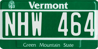 VT license plate NHW464