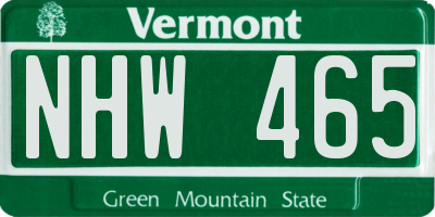 VT license plate NHW465