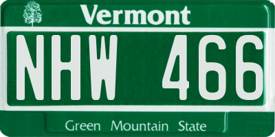 VT license plate NHW466