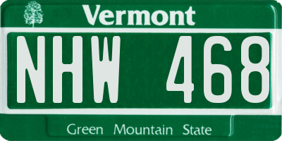 VT license plate NHW468