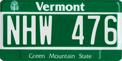 VT license plate NHW476