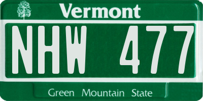 VT license plate NHW477